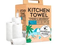 Honest Home 2 Ply Kitchen Towel Roll | 240 Pulls Total | 60 Pulls x 4 Rolls | Strong, Absorbent & Food Safe | 100% Virgin Pulp