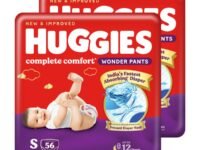 Huggies Complete Comfort Wonder Pants | Pant Style Baby Diapers Small Size (S), 112 Count | India's Fastest Absorbing Diaper, Prevents Diaper Rash, Ideal for 4 to 8 Kgs (56 Count, Pack of 2)