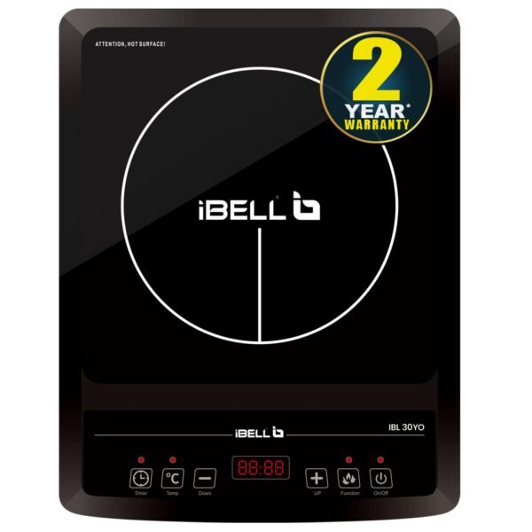 IBELL 30YO Induction Cooktop, 2000W, 2 Year Warranty, Auto Shut Off, Overheat Protection (Black)