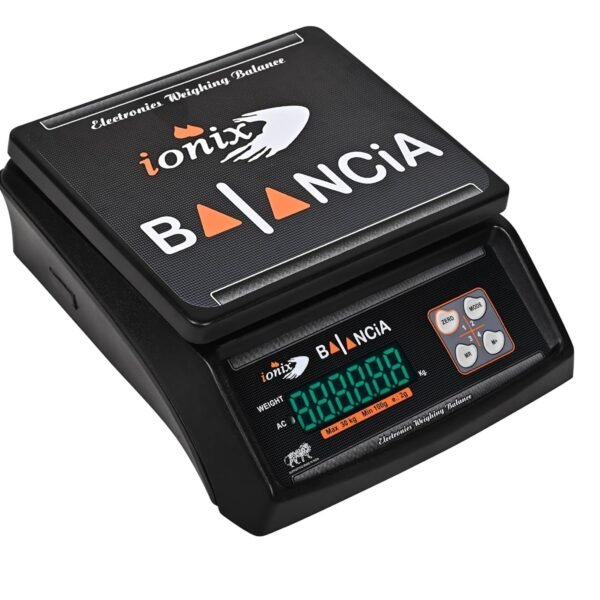 IONIX Made In India, Dual Display Weight scale with 1 Year Warranty & 8 hours battery Backup 30 kg capacity, Weight Machine for Shop | Weighing Machine | Weighing Machine for Shop 1 Piece, Black