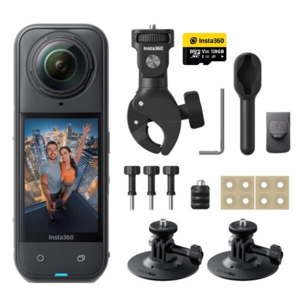 Insta360 X5 Motorcycle Bundle- Waterproof 8K 360° Action Camera, Leading Low Light, Invisible Selfie Stick Effect, Rugged and Replaceable Lens, 3-Hour Battery, Built-in Wind Guard