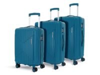 KAMILIANT by American Tourister Savvy 3 Pc Set 55 Cms, 70 Cms & 80 Cms - Small, Medium & Large Polypropylene(PP) Hardside 8 Wheels Spinner Luggage Set/Trolley Bag Set (Deep Ocean)
