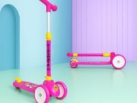 Kidsmate Leo Kick Scooter for Kids, Adjustable Height Scooter, Foldable & Attractive PVC Wheels with Rare Brakes for Kids Age Upto 3+ Years (Pink)