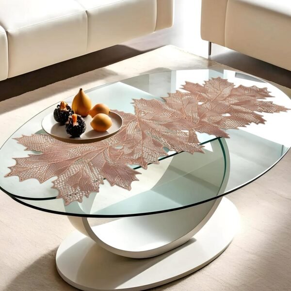 Kuber Industries Leaf Design Waterproof, Heat Resistant, Non-Slip, Easy to Clean Soft Leather Table Runner for Dining Table (Copper)-HS43KUBMART26604, Standard