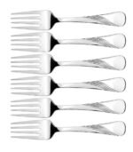 Kuber Industries SP25 Stainless Steel Fork Set, 16 cm, Set of 6, Silver