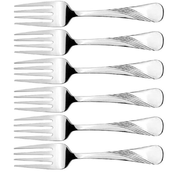 Kuber Industries SP25 Stainless Steel Fork Set, 16 cm, Set of 6, Silver