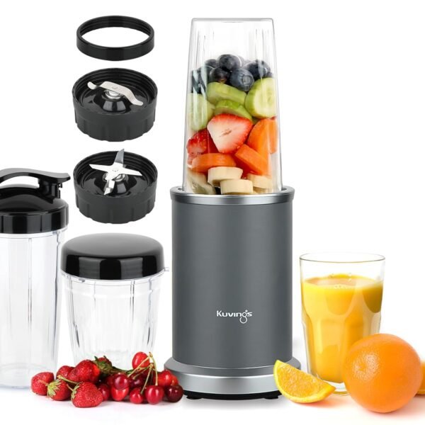 Kuvings 2025 New Nutri Blender PRO 2.0 Gunmetal Grey, Powerful 1000W Motor, Upgraded 2 Blades for Wet & Dry with 2 Jars, Mixer/Grinder/Smoothie Maker, Stainless Steel Body (Gunmetal Grey)