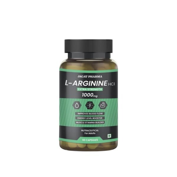 L Arginine 1000mg Supplement | Supports Nitric Oxide Production | Nitric Oxide supplements For Men and women | Extra Strength | Muscle relaxation | 60 Veg Capsules