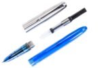 Lan 51A Fountain Pen Hooded Extra Fine Nib 0.38mm Writing Ink Pens Office Supplies (Blue)