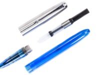 Lan 51A Fountain Pen Hooded Extra Fine Nib 0.38mm Writing Ink Pens Office Supplies (Blue)