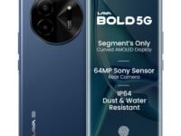 Lava Bold 5G (Sapphire Blue, 8GB RAM, 128GB Storage) | 3D Curved FHD+ AMOLED Display | Mediatek Dimensity 6300 Processor | IP64 Water Resistance | 64MP Rear Sensor | Supports All Indian 5G Bands