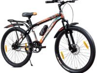 Leader Beast 24T IBC Premium Single Speed Cycle for Kids with inbuilt Carrier | Bicycle with Front Suspension & Dual Disc Brakes | Ideal for 10+ Years - Matt Black