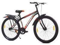 Leader Beast 26T IBC Premium City Bike Cycle with Inbuilt Carrier, Single Speed Cycle for Men, Matt Black - Ideal for Ages 10+, Rigid, 18 inches