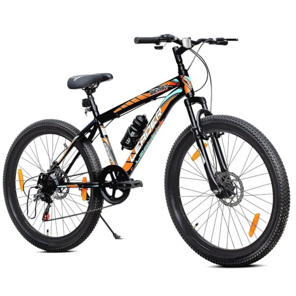 Leader Beast 29T Multispeed (21 Speed) Mountain Bike with Front Suspension & Dual Disc Brake - Black/Orange. Ideal for 15 + Years (Frame: 20 Inches) Adult