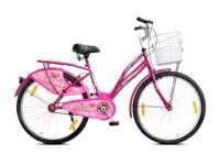 Leader Lady Star Breeze 26T Bicycle for Girls/Women with Front Basket and Integrated Carrier | Ideal for 12 + Years, (26) Road Bike,Road Bike,Pink,Womens,Rigid,18 inches