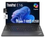 Lenovo ThinkPad E16 Business Laptop (16" FHD+ Display, AMD Ryzen 7 7730U (> Intel i7-1255U), 16GB RAM, 512GB SSD) Fingerprint, Backlit, FHD Webcam, Wi-Fi, Ethernet, Win 11 Pro w/ AI Copilot, Black