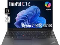 Lenovo ThinkPad E16 Business Laptop (16" FHD+ Display, AMD Ryzen 7 7730U (> Intel i7-1255U), 16GB RAM, 512GB SSD) Fingerprint, Backlit, FHD Webcam, Wi-Fi, Ethernet, Win 11 Pro w/ AI Copilot, Black