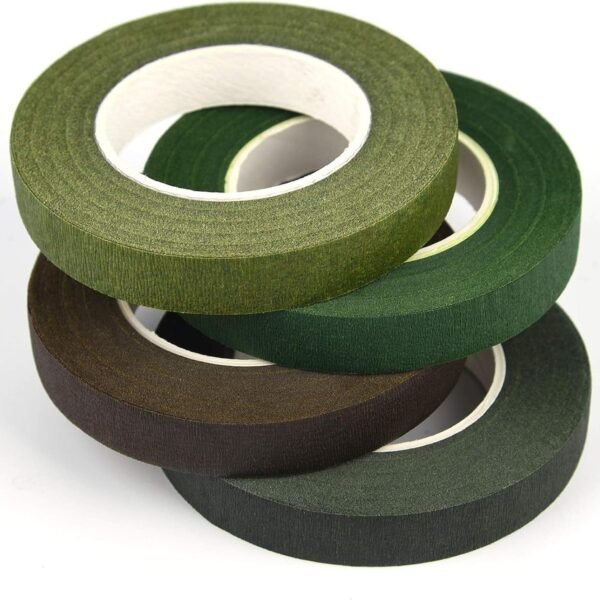 Levin 4 Rolls 1/2" Wide Floral Tapes for Bouquet Stem Wrapping and Floral Crafts,Wedding Bouquet,Dark Green,Light Green,Grass Green,Dark Brown