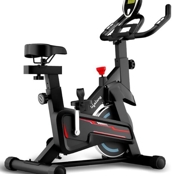 Lifelong Fit Pro Spin Fitness Bike for Home | Exercise Bike for Cardio Workout with 7 KG Flywheel, Adjustable Resistance & LED Display | Cushioned Adjustable Seat | Non-Slip Pedals | Max User Weight 120 KG