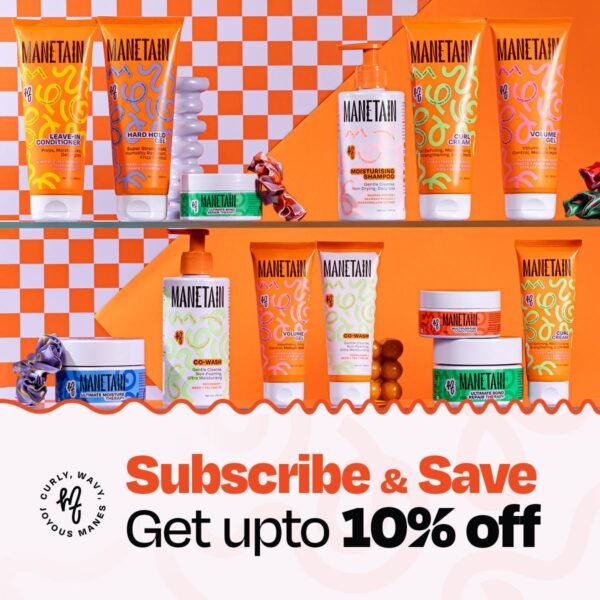 MANETAIN Moisturising Shampoo 237ml for Curly, Dry & Frizzy Hair | Sulphate & Paraben Free | Hydrates & Strengthens with Baobab Protein, Seaweed & Marshmallow Extract | CG-Friendly, Gentle Cleanser for Soft, Defined Curls