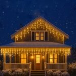 MIRADH Plastic LED Icicle Christmas Lights Outdoor/Indoor 10ft 16 Drops with 96 LED, 8 Lighting Modes, Icicle Lights, for Christmas Diwali Garden Wedding Party Patio Eave Decorations, White