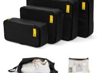 MOKOBARA The Packing Cube Nylon Fabric Water Resistant Travel Organizer Wardrobe Organizer Set Of Packing Bag (Xl,Large, Medium, Shoe Bag, Toiletry Bag) (Set Of 6, Black)