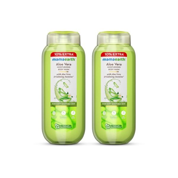 Mamaearth Moisturizing Body Wash With Aloe Vera & Calming Jasmine Scent For Soft & Soothed Skin - 275 Ml|Intensely Moisturizes|Long Lasting Fragrance|Deeply Cleanse|All Skin Type(Pack Of 2)