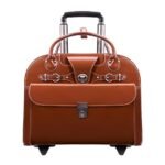 McKlein EDGEBROOK, Top Grain Cowhide Leather, 15" Leather Vertical Wheeled Ladies', Brown, 17"x6"x13.5", Edgebrook Wheeled Non-detachable Briefcase