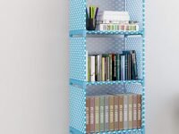 MemeHo® Bookshelf| Storage Shelve for Books Storage Organizer|Children Book Rack| Bookcase for Home Furniture |Cabinet Shelves for Bedroom Office Living Room (4 Cases, Blue)(Alloy Steel,Plastic)