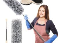 Microfiber Feather Duster Bendable & Extendable Fan Cleaning Duster Fan Mop with Car, Window, Furniture, Cleaning Gloves