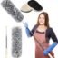 Microfiber Feather Duster Bendable & Extendable Fan Cleaning Duster Fan Mop with Car, Window, Furniture, Cleaning Gloves
