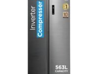 Midea 563 L Side By Side, Frost Free Refrigerator |Digital Display|Stabilizer Free Operation|Inverter compressor (MDRS710FGF46 Bru Steel)