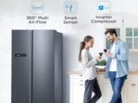 Midea 592 L Side By Side, Frost Free Refrigerator|Wi-Fi |Double |Voice Assistant |App Control |Inverter compressor (MDRS791MIF28IND Jazz Black)