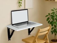 Multipurpose Wall Mounted Shelf Folding Study Table,Office Tables,Laptop Tables,Study Table(White Marble) DIY(Do-It-Yourself)