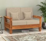NATRAJ ART & CRAFT Sheesham Wooden 2 Seater Sofa for Living Room | Rosewood 2 Seater Cushion Sofa with Side Newspaper Holder for Home & Office | Solid Wood Sofa Set for Lounge (Honey, 2 Seater)