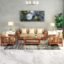 NATRAJ ART & CRAFT Sheesham Wooden 5 Seater Sofa Set for Living Room | Solid Wood Sofa | Rosewood Sofa Set for Home & Office | Lounge (Natural, 3+1+1 Seater)