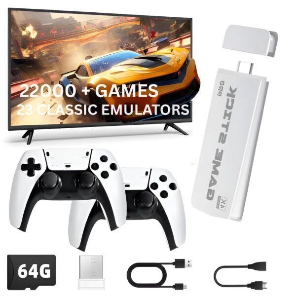(New 2025) Video Games for Kids Retro Game Stick for Tv Wireless Video Games for tv Gaming 64GB in Built Video Game HD Games Console Built in 22K Game Console Ultimate 90s Retro Game Box for All