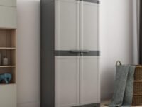 Nilkamal Freedom Big FMM Plastic Cabinet | 3-Year Warranty | 4-Shelf Storage Cupboard with Doors | Multi Organizer for Home, Wardrobe, and Kitchen | Clothes Rack, Shelves, Almirah (Grey/Charcoal Grey)