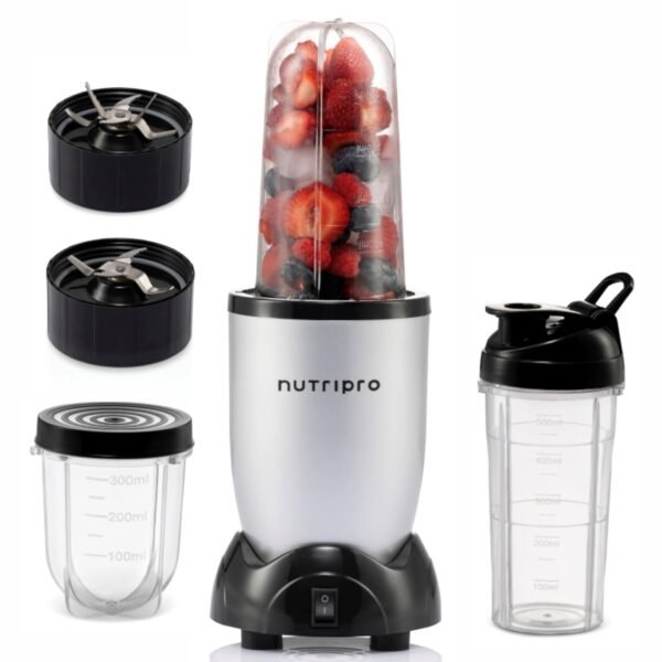 NutriPro Juicer Mixer Grinder - Smoothie Maker - 500 Watts (3 Jars & 2 Blades, Silver) - 2 Year Warranty