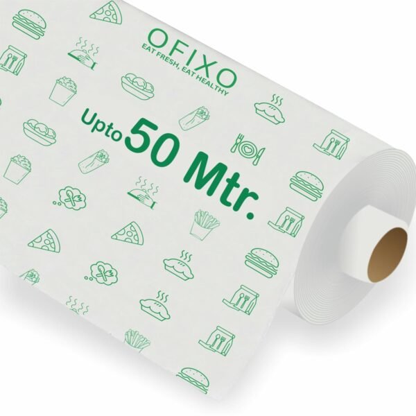 OFIXO 50 Meters (500 Gram) Food Wrapping Roll - Premium Non-Stick Butter Wrapping. Food Wrapping, Re-heatable, Oven Safe Parchment
