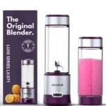 OWNAIR Portable Blender | Smoothie & Juice Maker | 180W Blender Mixer Grinder | 5000mAh Rechargeable Portable Juicer | 450ml High Borosilicate Glass Jar | Baby Food & Smoothie Maker | Grey & Purple