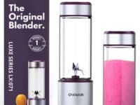 OWNAIR Portable Blender | Smoothie & Juice Maker | 180W Blender Mixer Grinder | 5000mAh Rechargeable Portable Juicer | 450ml High Borosilicate Glass Jar | Baby Food & Smoothie Maker | Grey & Purple