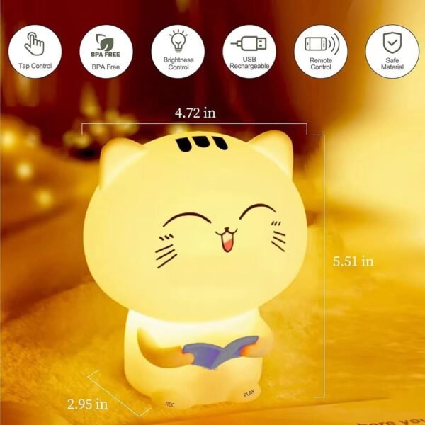 One94Store Reading Cat Rechargeable Silicone Night Lamp – Cozy Cat LED Lamp, Kids Night Light, Nursery Decor, Romantic Decor, Valentine Day Gift, Love Gift for Her, Couple Gift
