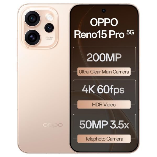 Oppo Reno15Pro 5G (Sunset Gold 12GB RAM, 256GB Storage) with No Cost EMI/Additional Exchange Offers
