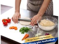 OrganizeMee Steel Chopping Board for Kitchen Large | Fruits and Vegetables Cutting Rust-Proof Cutting Board Platform Countertop Pad Cutter | (60 Cm Widex47 Cm Deep +25 Mm Bend) | A Must Kitchen Tools