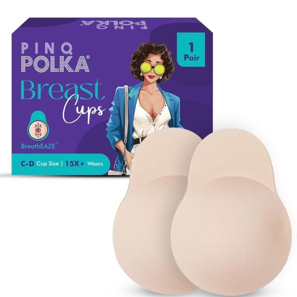 PINQ POLKA Reusable Silicone Bra Lift Cup for Women|Stick on|Invisible Breast Lift Cups |Skin- Friendly Adhesive|Up to 12 Hrs Sticking Capacity|Reusable Cloth Bag