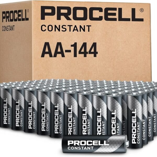PROCELL Constant AA Long-Lasting Alkaline Batteries (144 Pack) 10-Year Shelf Life, Bulk Value Pack for Consistent Moderate Drain Professional Devices