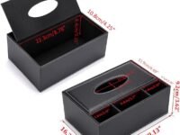 PU Leather Tissue Box Cover - Tissue Box Holder with Stationery Remote Control Box - Elegant and Stylish Home Napkin Holder Desktop Tissue Paper Holder Desk Storage Organizer (Multi Color)