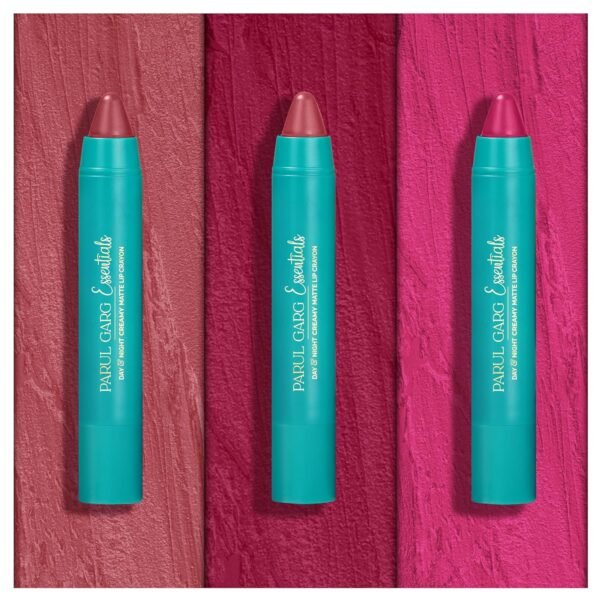 Parul Garg Beauty All-Time Bestsellers Lip Crayon Set | Top 3 Creamy Matte Lipsticks | Rose Pink, Berry & Fuchsia | Bestselling Shades | Vegan, Paraben-Free | Made in India (Trio Pack)