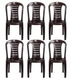 Petals Plastic Dining Chairs Set of 6 | Stackable Armless Chair for Dining Room, Outdoor & Restaurants Cafe | 100% Pure Virgin Fibre with UV Protection | Cap Upto 150kgs | Brown, Leo |3 Years Warranty